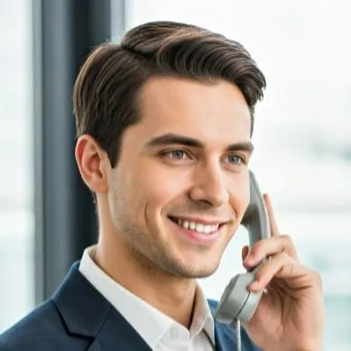 Real estate agent using laptop and phone with AI assistant