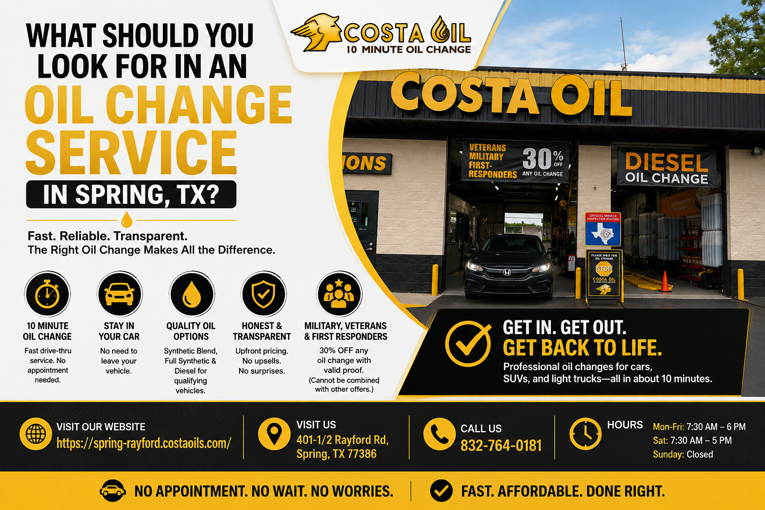What Should You Look for in an Oil Change Service in Spring, TX