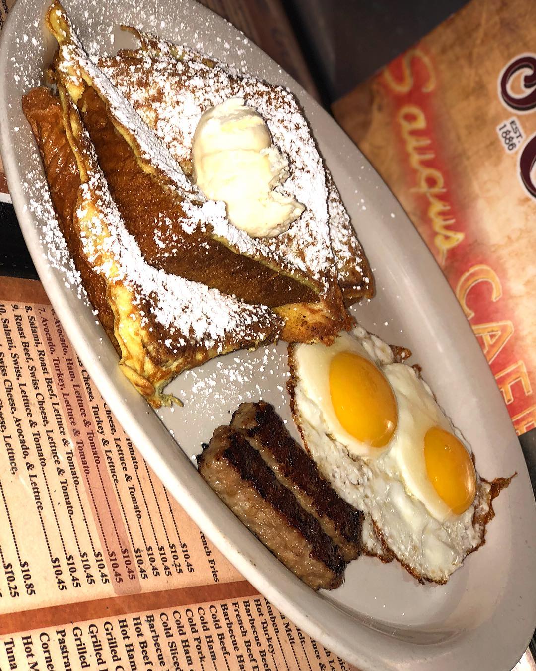 French Toast with Eggs and Sausage