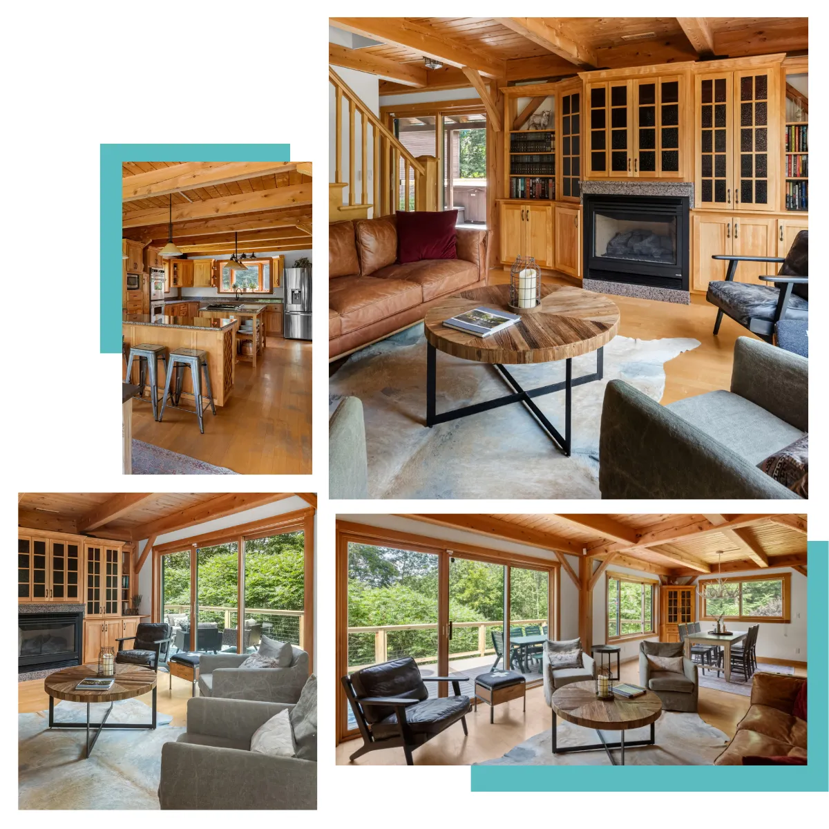 Find serenity in Stowe at Mountain Pines, a peaceful retreat just minutes from downtown. Relax on the spacious wrap-around deck, where an outdoor hot tub provides a private haven. Take in panoramic views, including the twinkling lights of Trapp Family Lodge on the distant hillside.