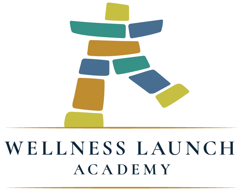 Wellness Launch Academy Colorful Inukshuk Logo
