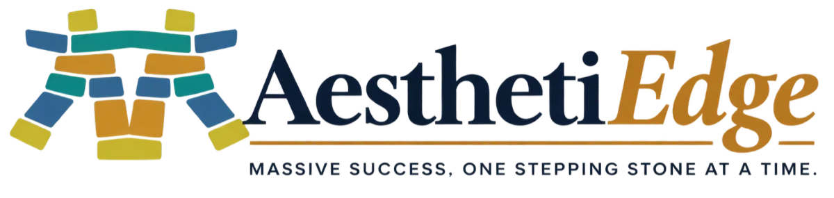 AesthetiEdge by Wellness Launch Academy Colorful Inukshuk Logo