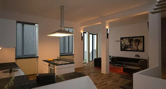 Open concept apartments are a popular trend right now.