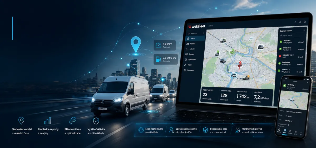 Webfleet sleduje