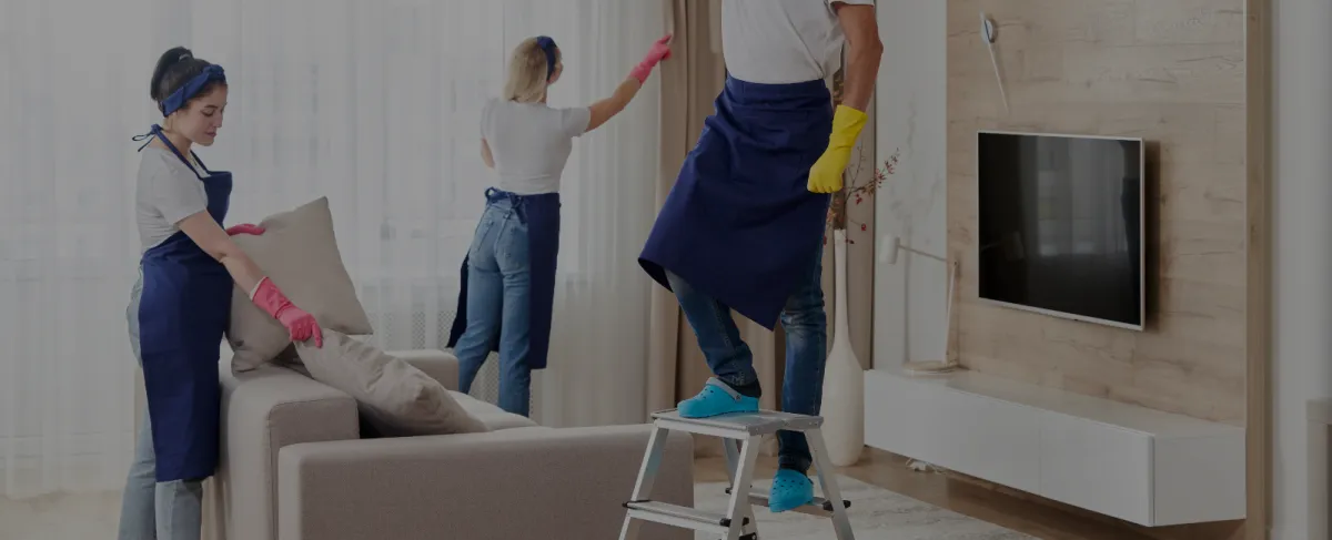 Splashing water droplets with a blurred blue background