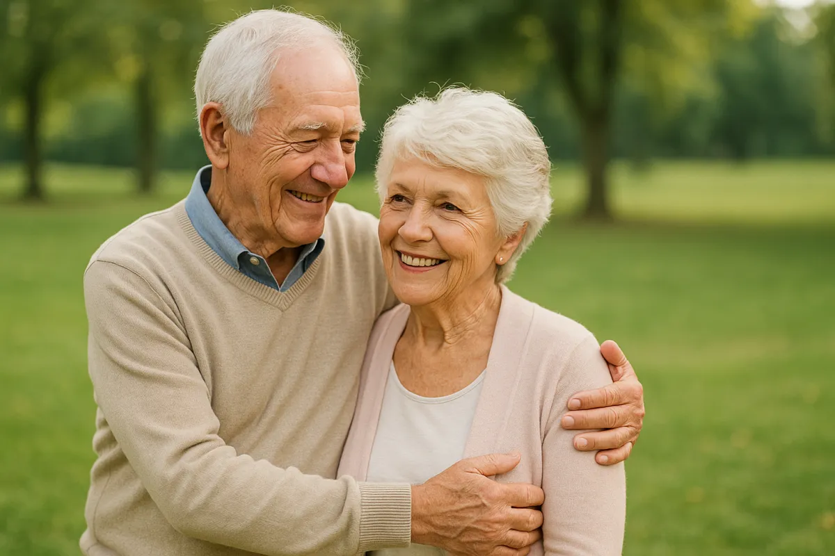 couple walking barefoot with a child at the garden