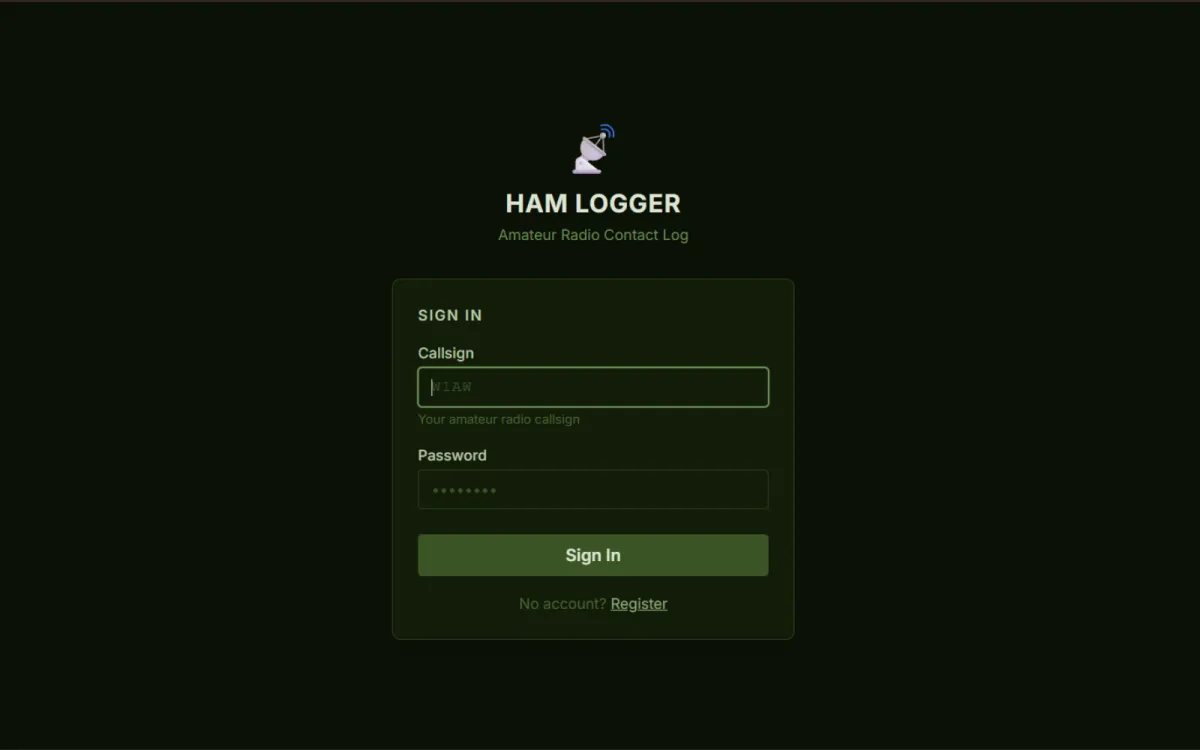 Ham Radio Contact Logger Application Screenshot