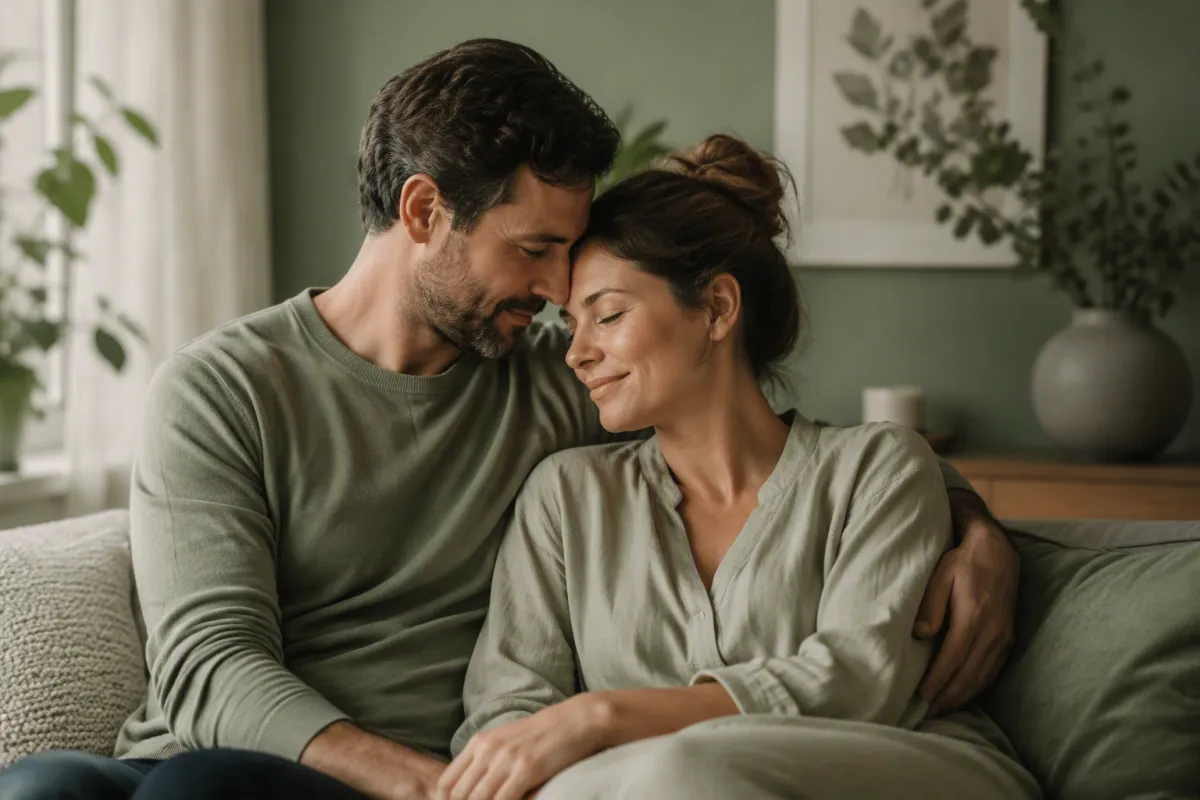 Calm and peaceful holistic fertility space with gentle natural light and botanicals
