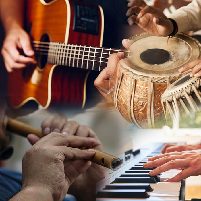 Student learning music and vocal