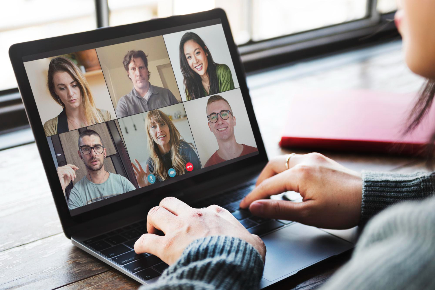 person in an online meeting