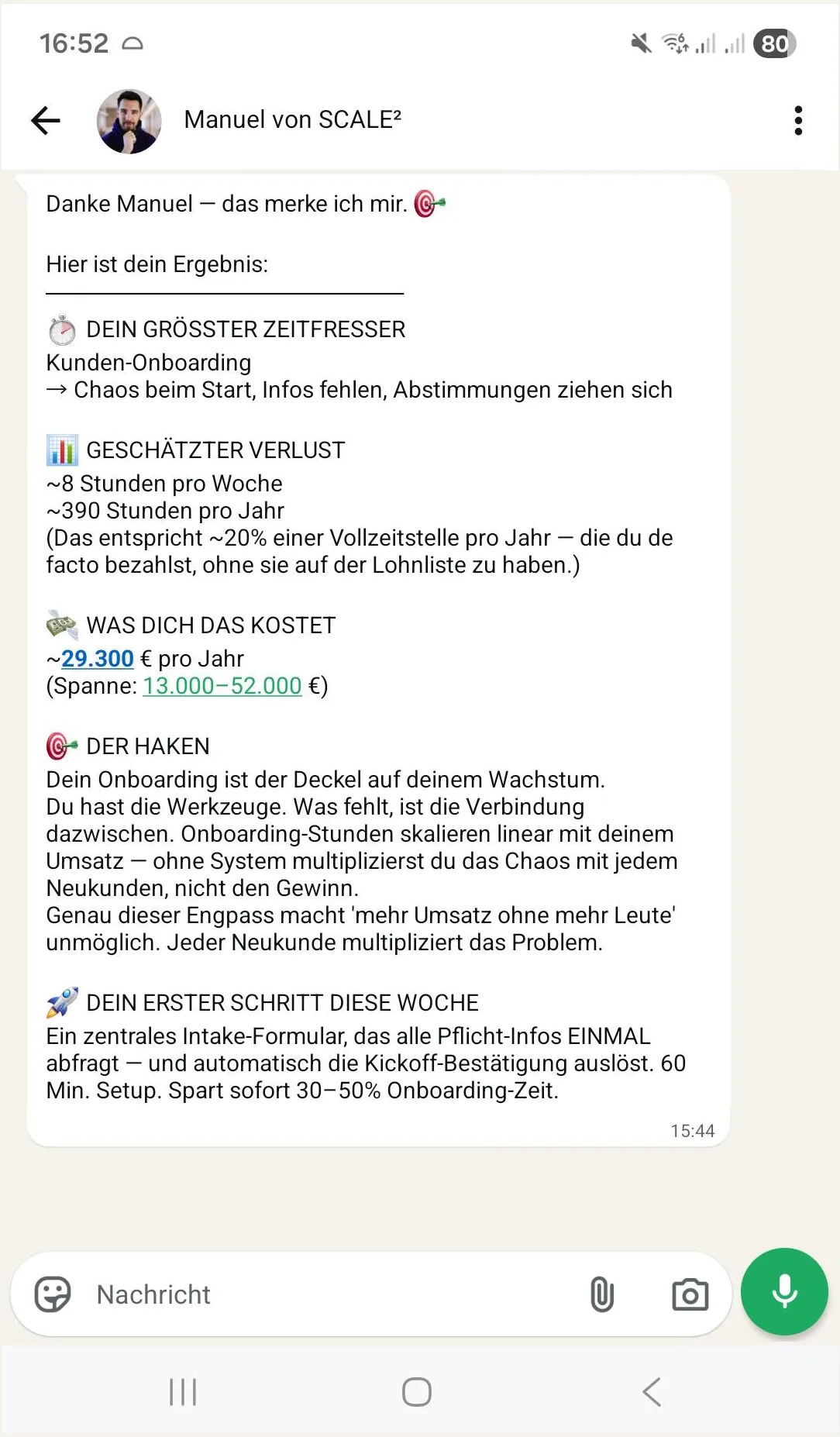 SCALE² Zeitfresser Ergebnis