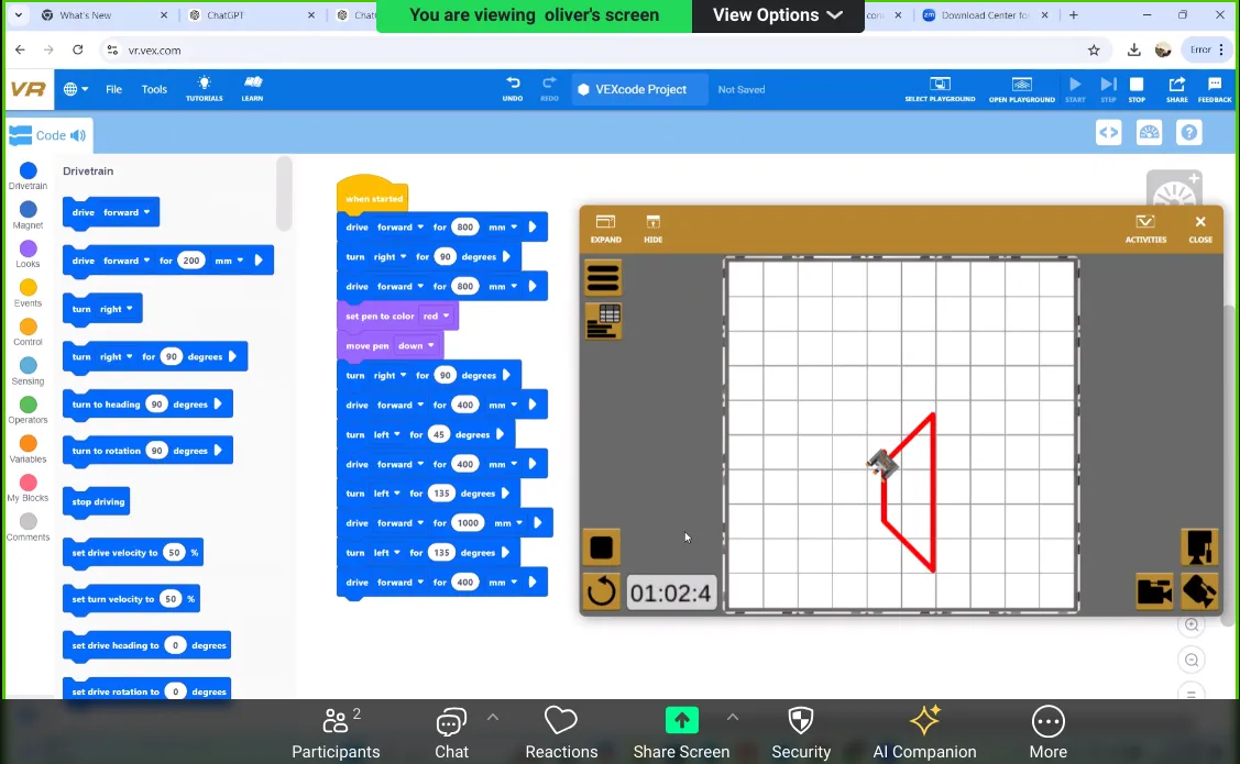 VEX VR Coding Sequences