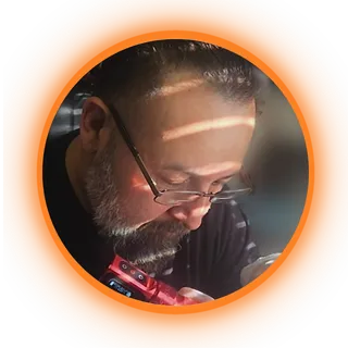 Portrait of tattoo artist Dave Aslett Jr.