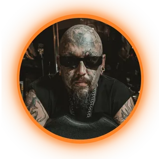 Portrait of tattoo artist Dave Aslett Jr.