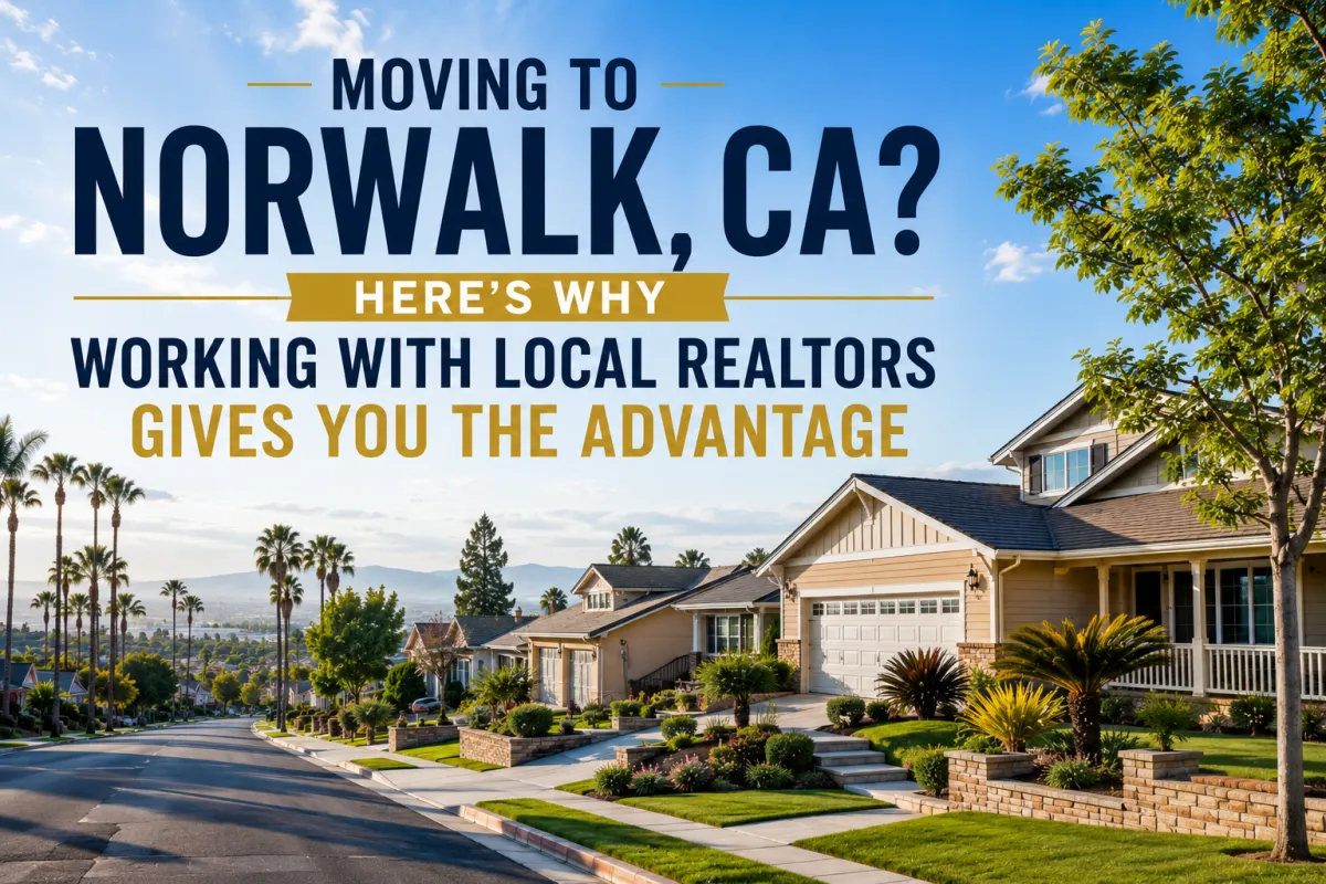 Modern family homes in Norwalk California with tree-lined residential streets