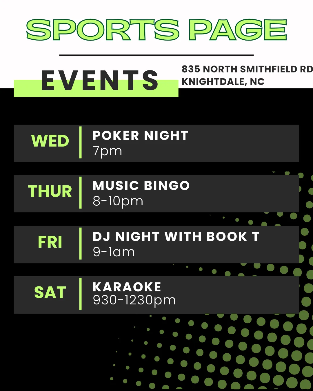Sports Page Events