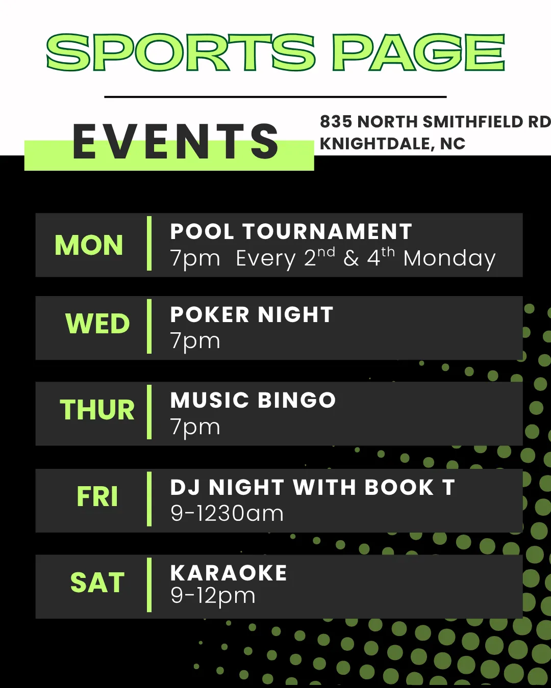 Sports Page Events