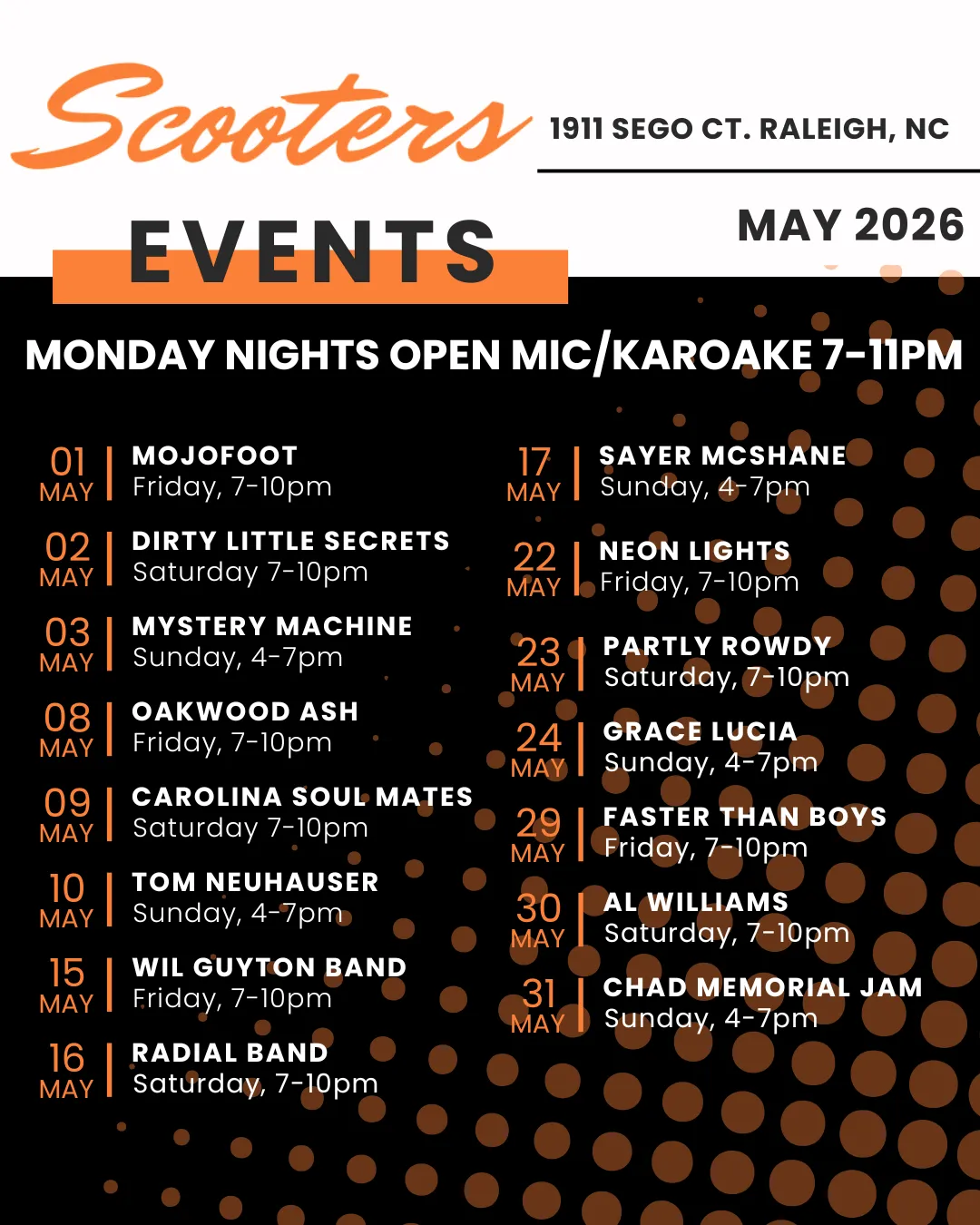 May live music schedule