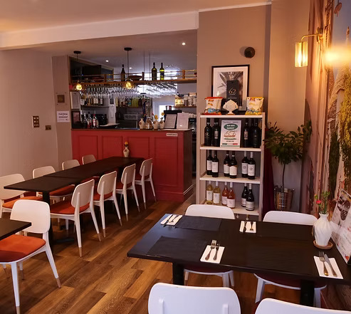 Cosy dining space inside Taste Italian, intimate 22-cover Italian bistro in Nottingham
