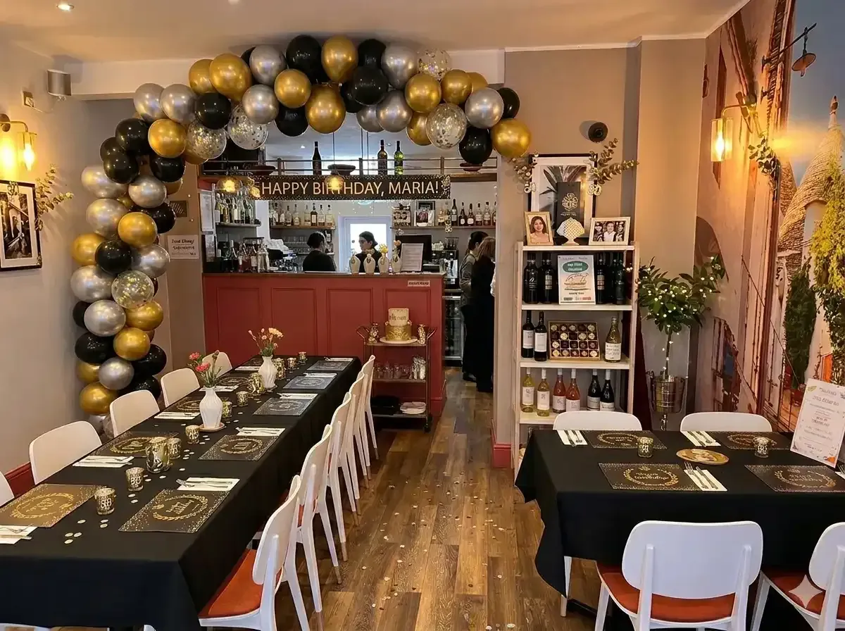Private birthday dinner at Taste Italian bistro in Nottingham with guests seated around a beautifully set table