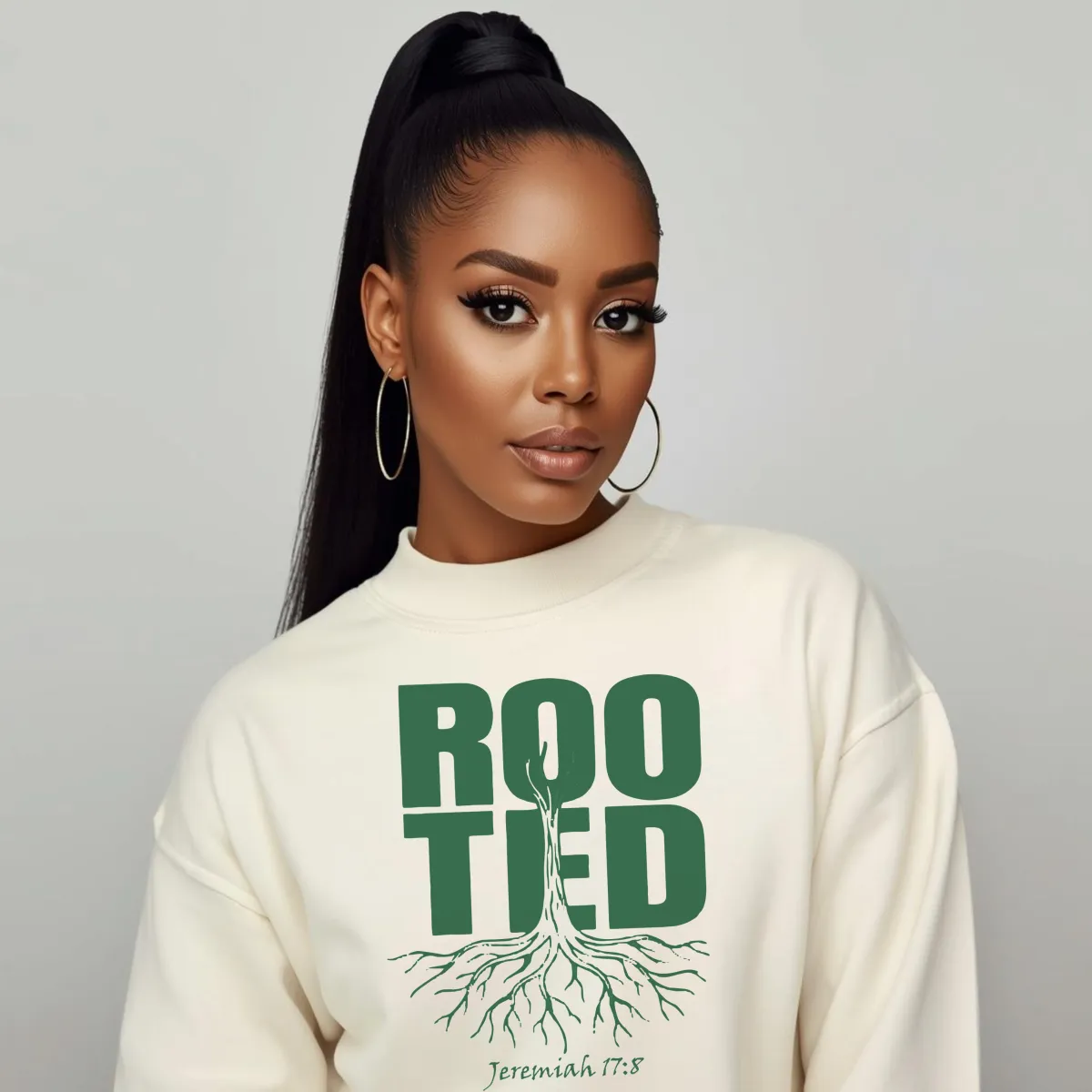 Strong capable exceptional women of faith banner for iSpeak Tees Christian apparel brand, promoting Rooted & Accepted faith based clothing collection