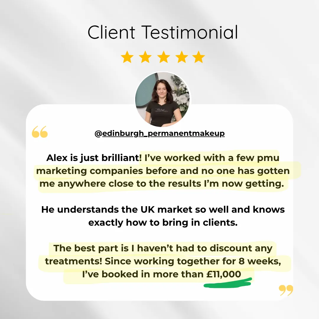 Edinburgh Permanent Makeup PMU Testimonial for PMU Marketing Lounge