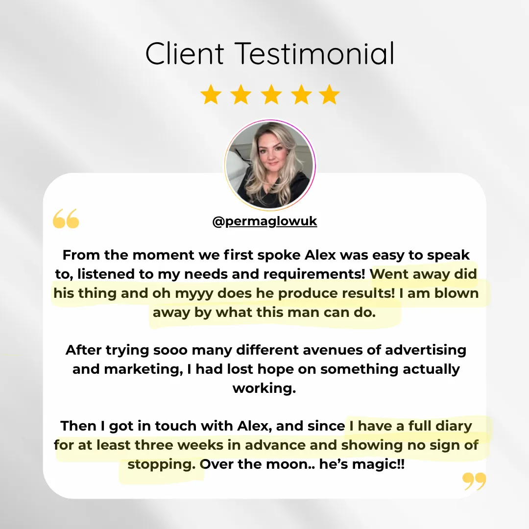 Permaglow Testimonial for PMU Marketing Lounge