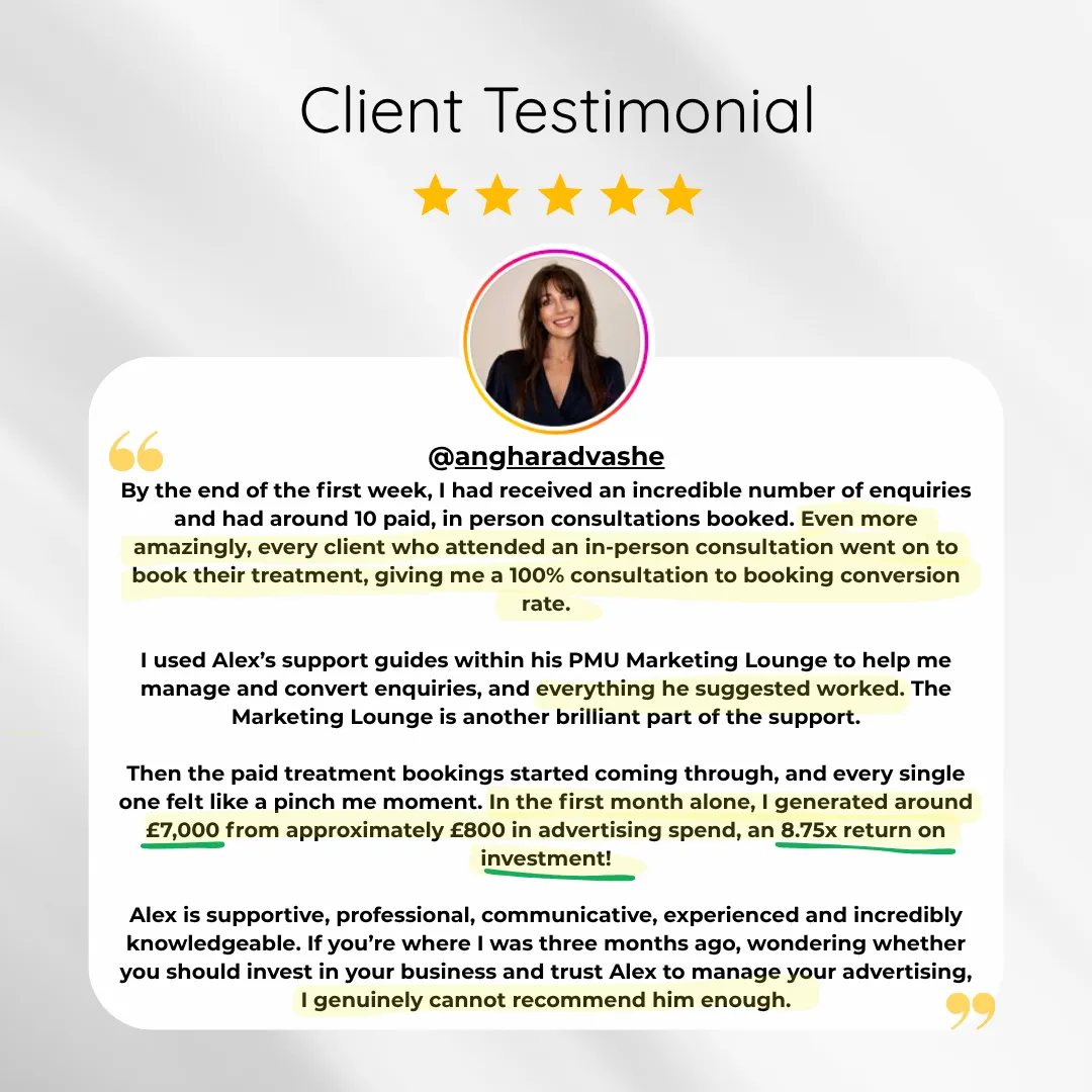 Angharad Vashe Testimonial for PMU Marketing Loungeg