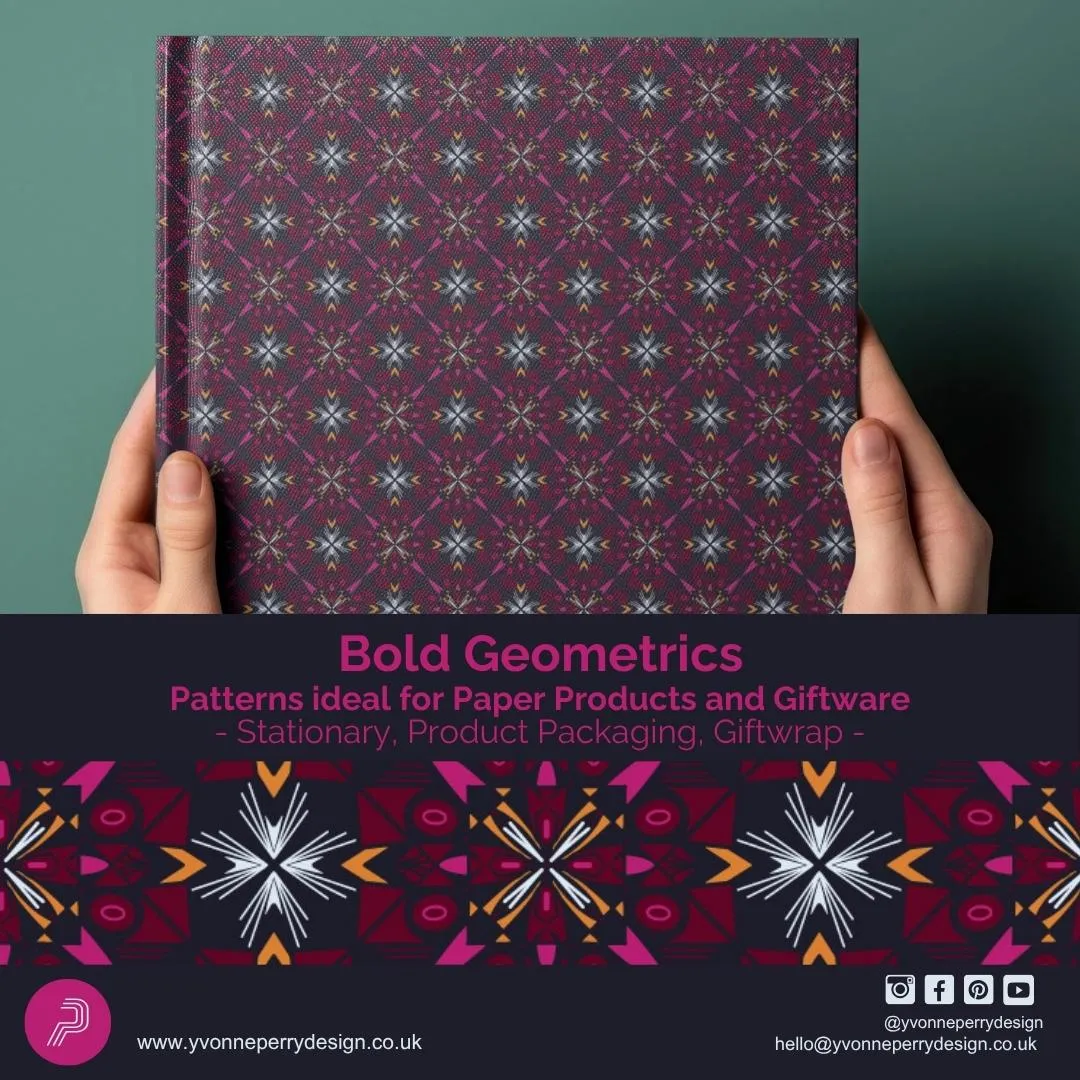 Symbolic Memories Collection, five patterns, one mockup. Minimalist, Sriking, Energetic