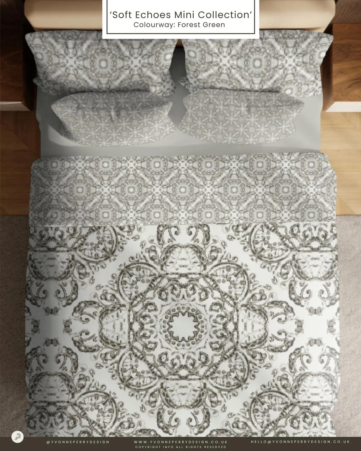 Mockup of large scale pattern fromt he Shimmerings collection as a framed art print