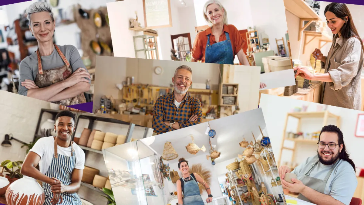 Collage of happy artisans in their business