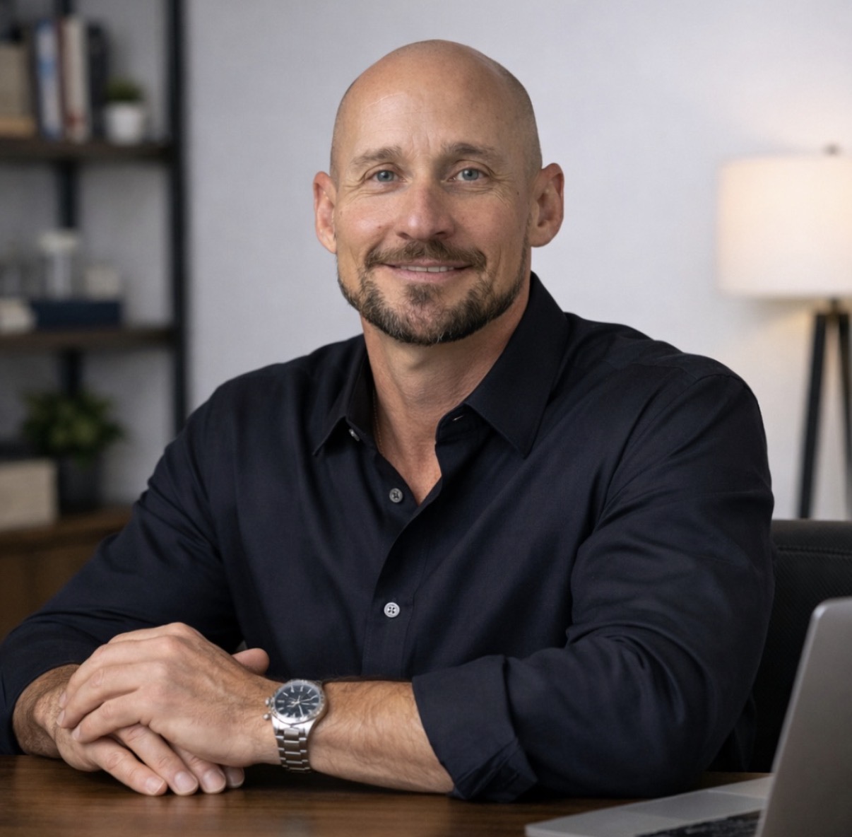 Formal executive portrait of the founder