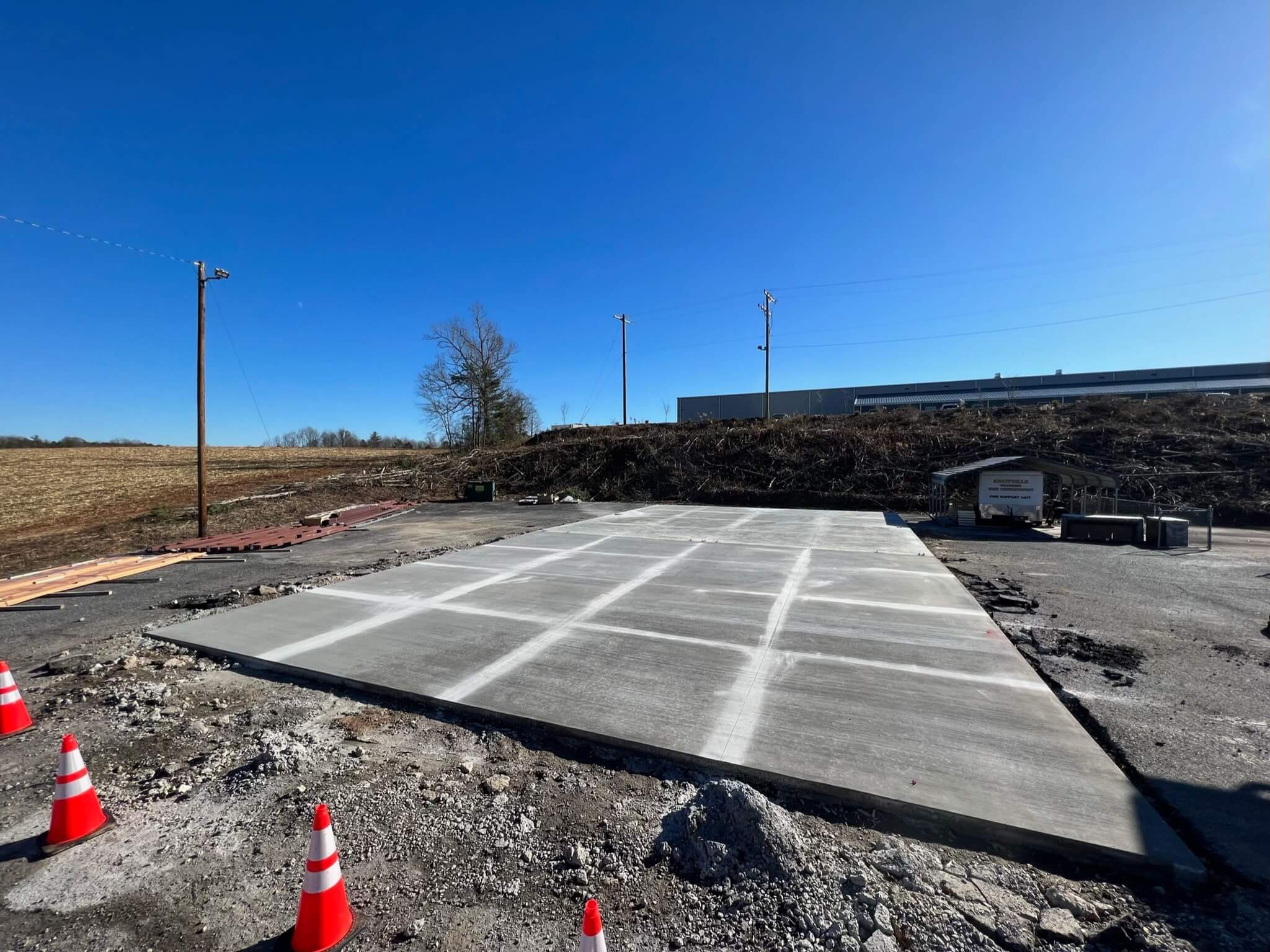 Commercial concrete slab and apron installation completed for the Knoxville Fire Department in North Wilkesboro, NC