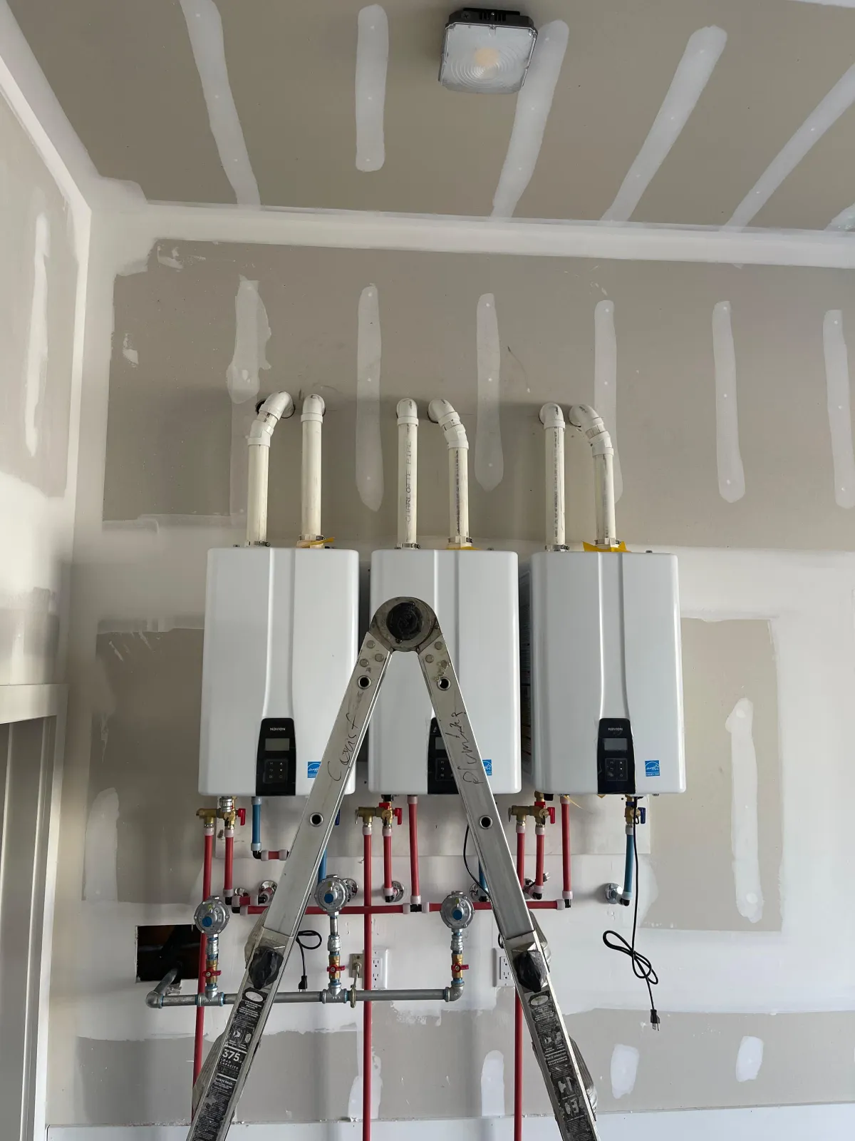 a cat sitting on a shelf on a wall