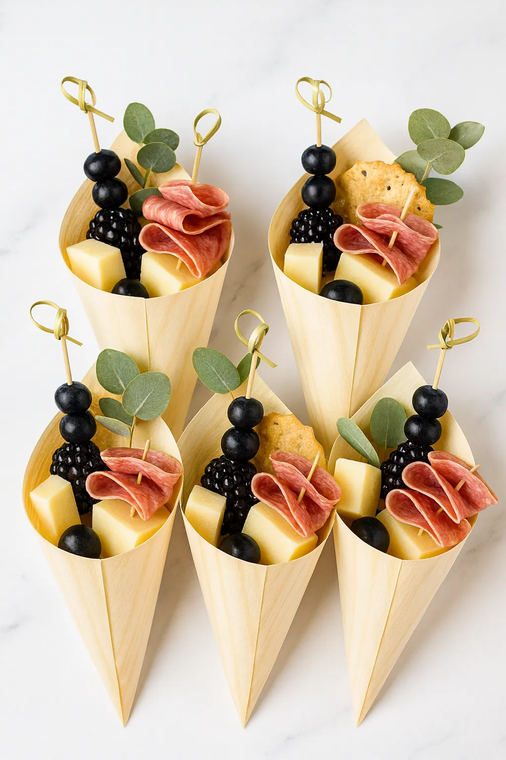Gourmet charcuterie board with prosciutto, manchego, blue cheese, figs, honeycomb, and artisan bread, styled on a round marble platter with gold utensils beside it.