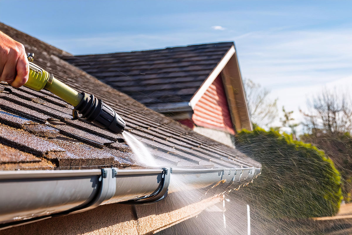 Roof and gutter cleaning service removing debris and moss in Rutherford, Maitland NSW