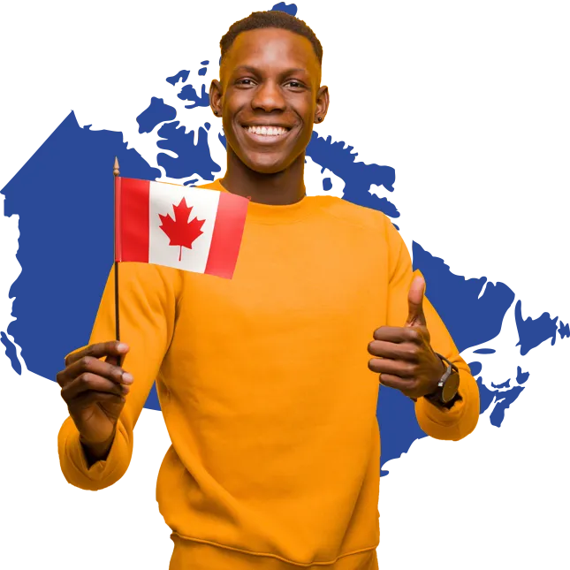 a person holding a Canadian flag