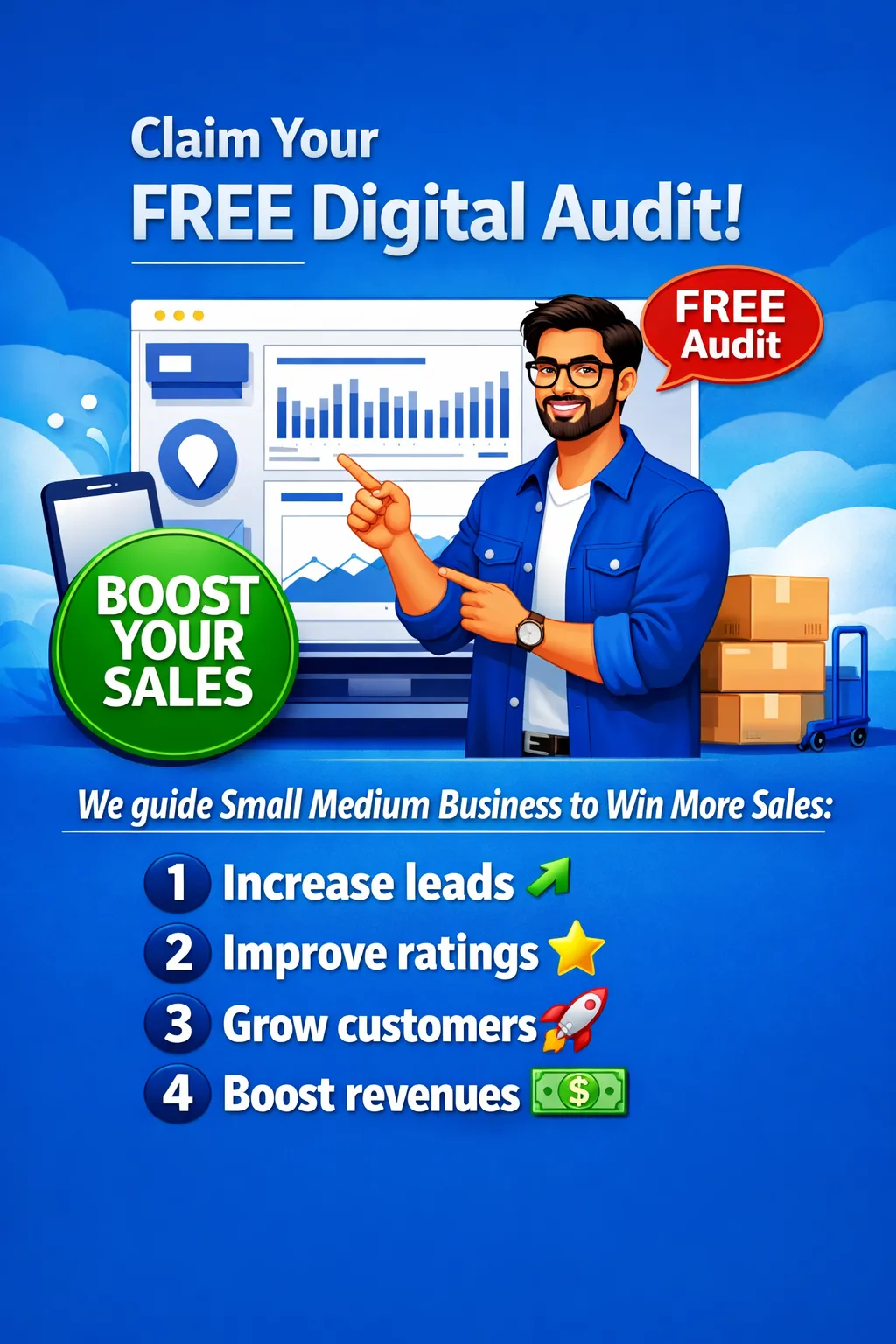 Digital marketing services for SMBs: websites, social media, Google Business Profile, LinkedIn ads, and local SEO that turn clicks into customers.