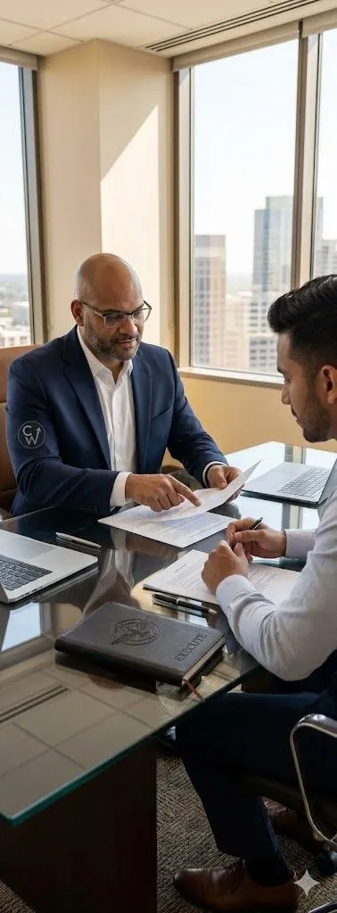 CedarWind Capital Claims Group consultant reviewing surplus funds claim documents with a client