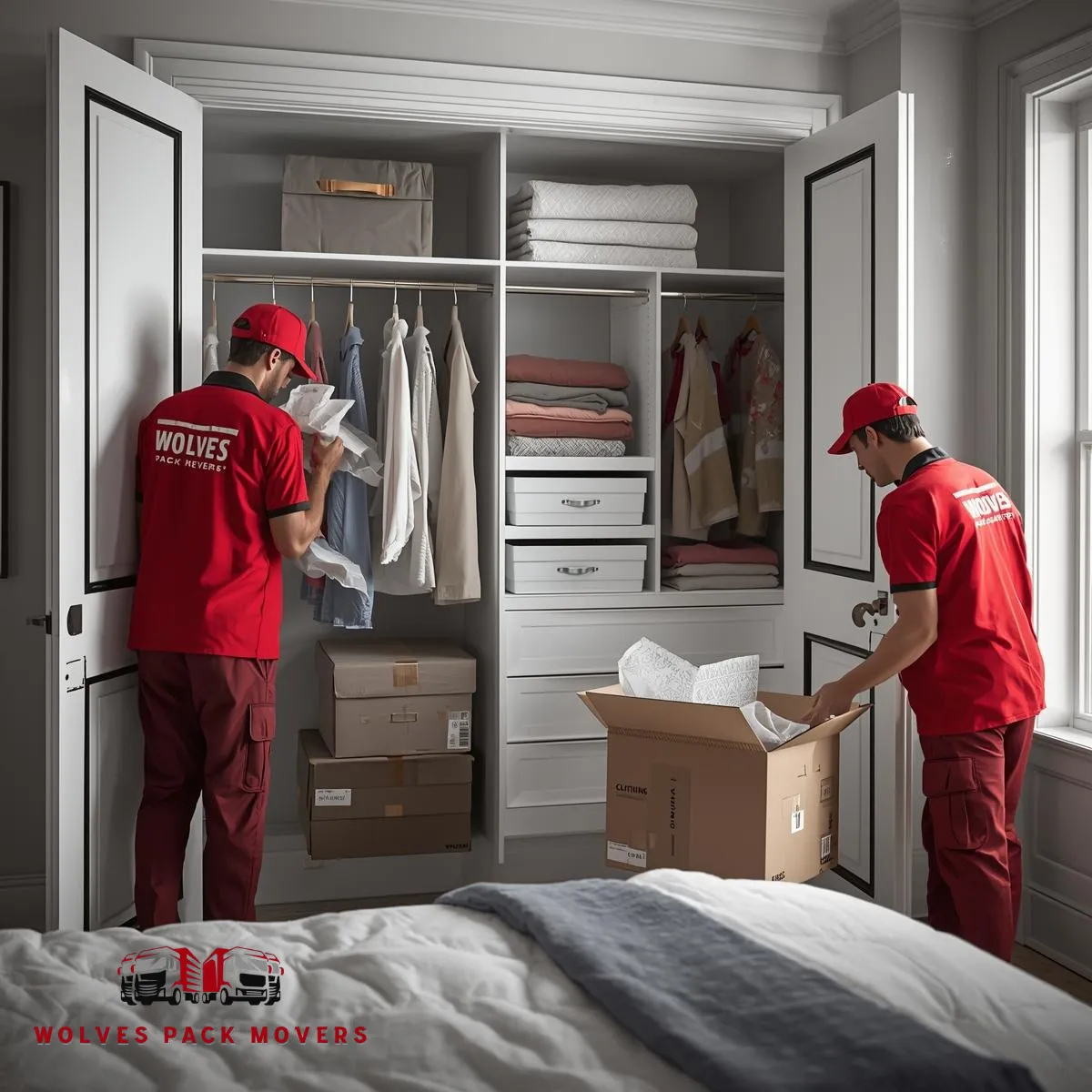 man in blue crew neck t-shirt standing beside brown cardboard boxes