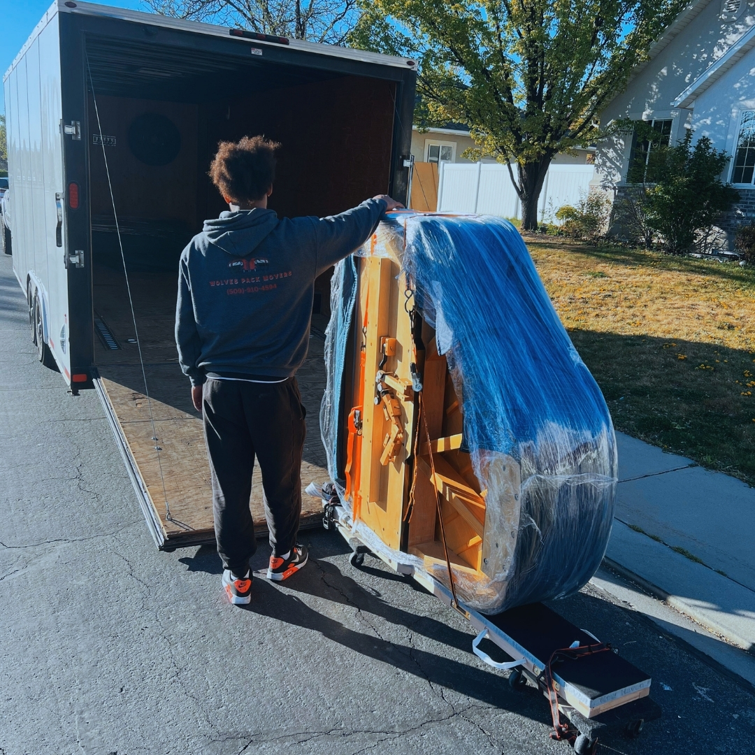A woman in a wedding dress standing on a set of stairs