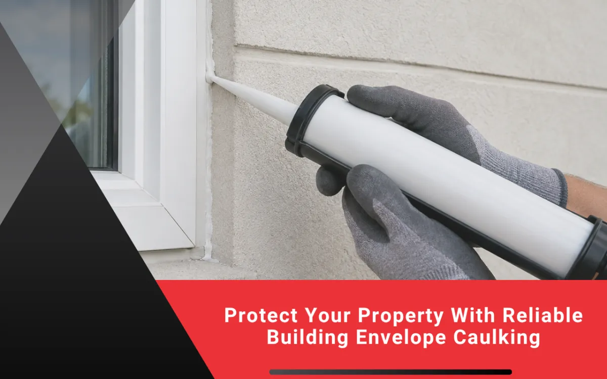 Building envelope caulking applied to exterior wall joints
