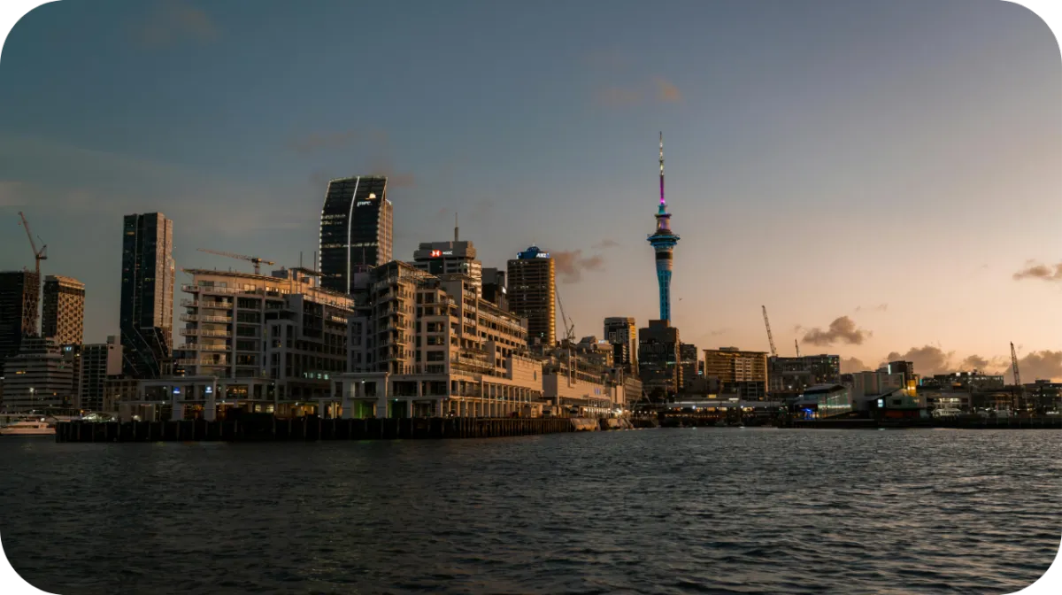 Auckland skyline and NZ enterprise business hub