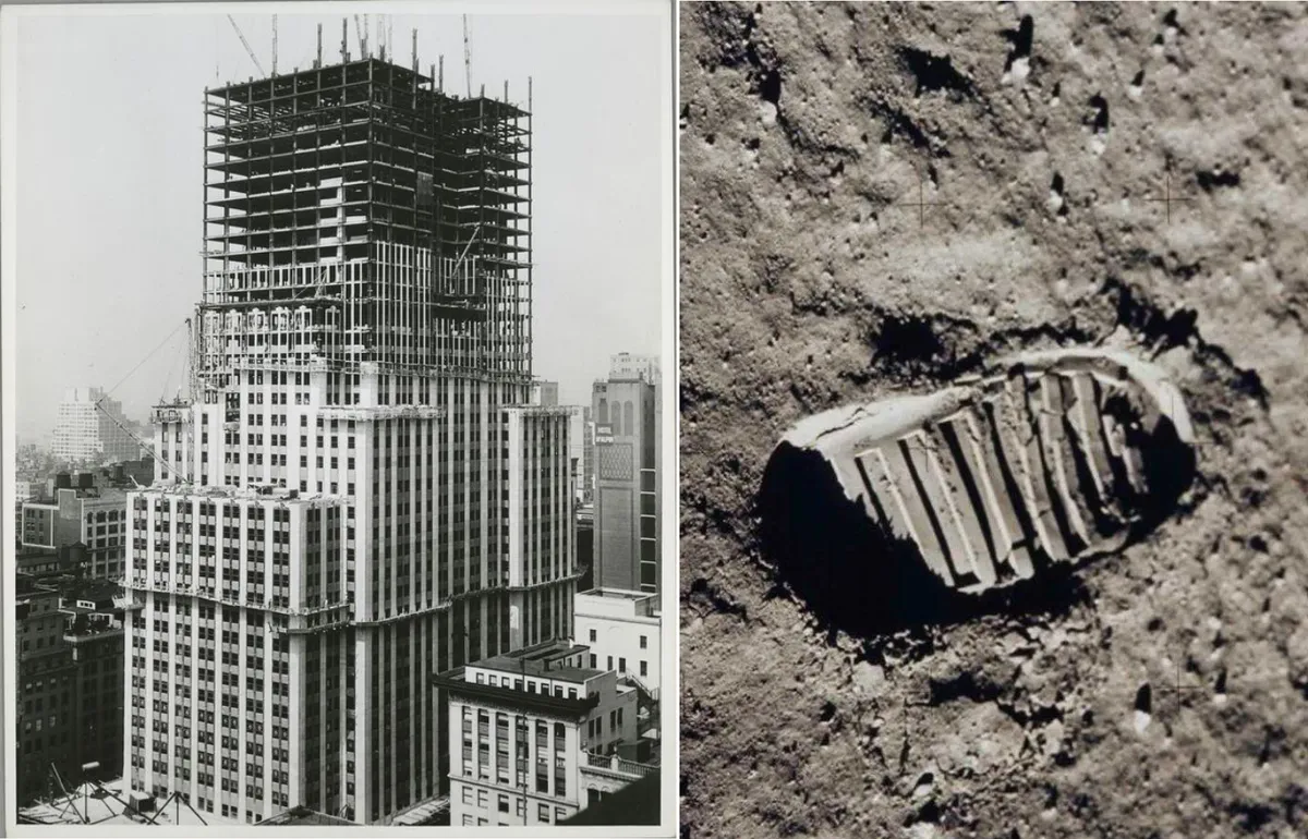 Skyscraper and Footprint on the Moon