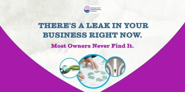 SME owner reviewing cost-saving sustainable business practices to reduce energy bills, cut waste, and improve profitability