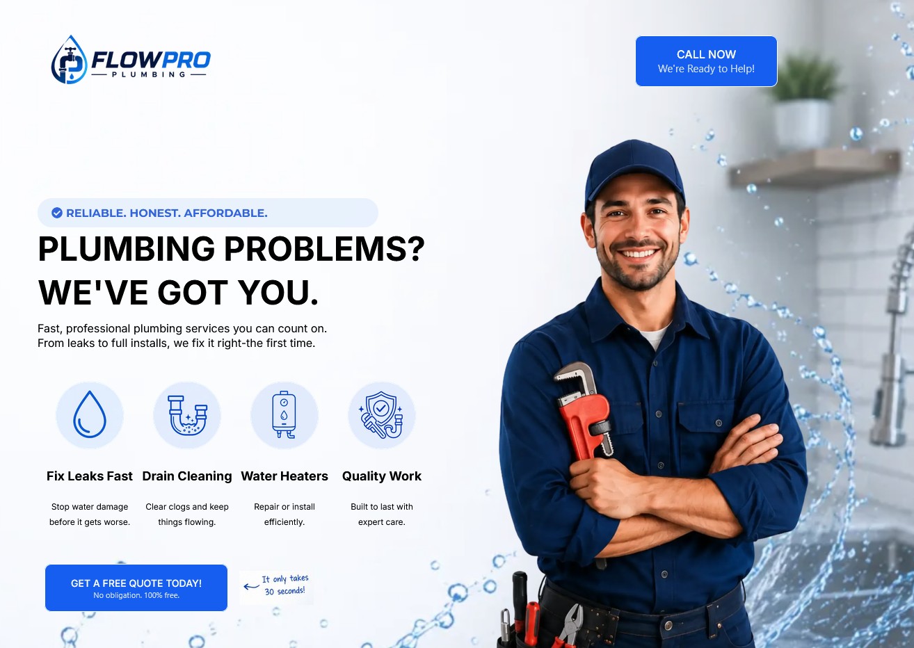 FlowPro Plumbing Page Mockup