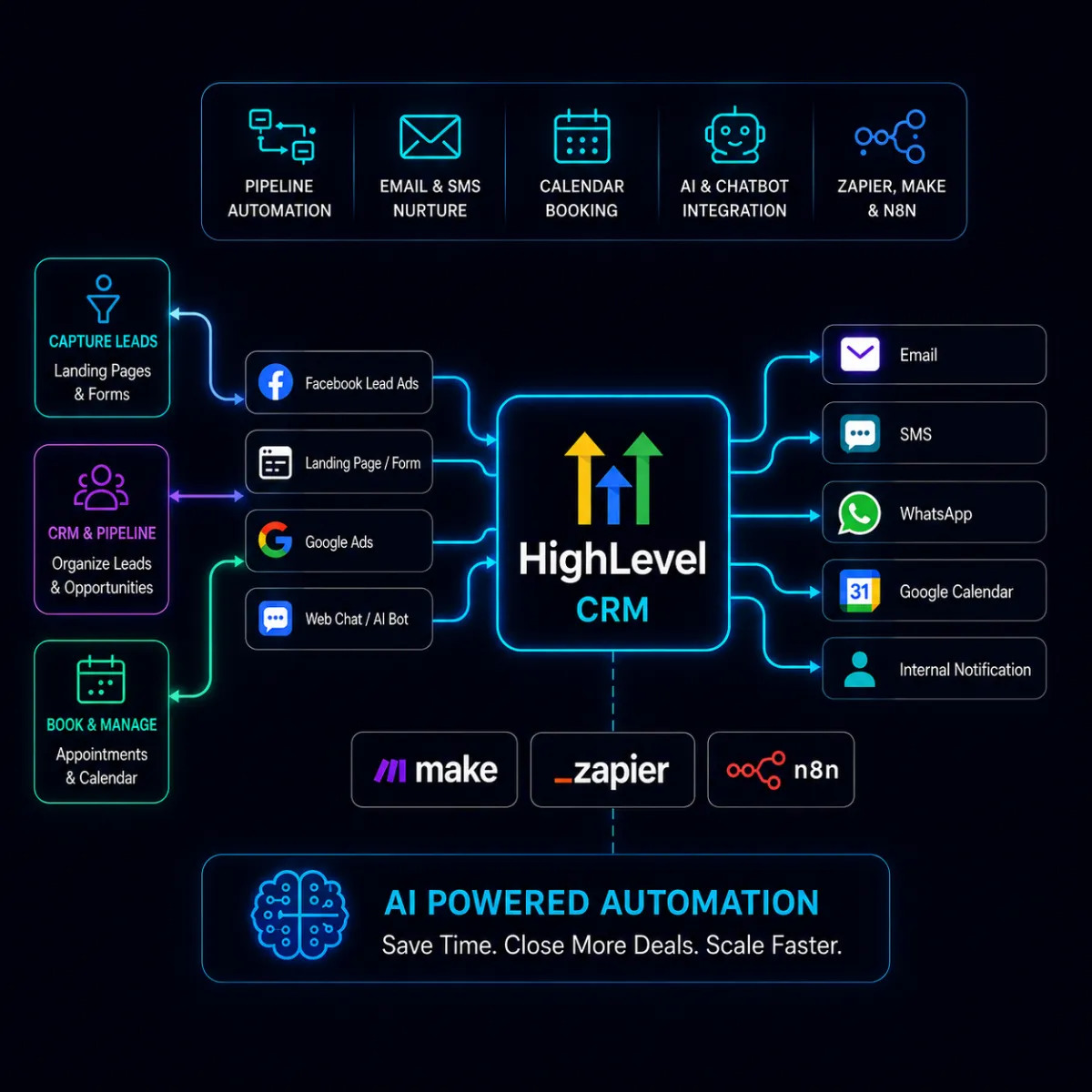 AI Automation and CRM Dashboard Interface