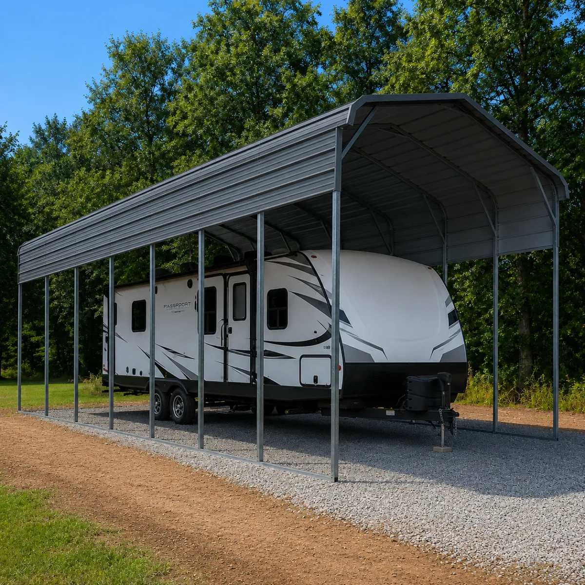 High-quality custom metal carport installed on property