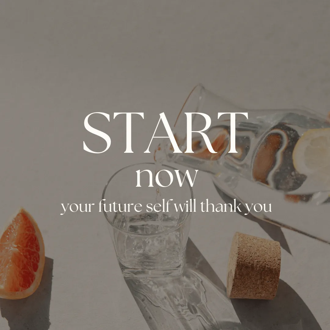A smiling woman in business attire reviewing her laptop in a bright, modern office, with a vision board and colorful sticky notes in the background. The scene conveys optimism, planning, and financial empowerment.
