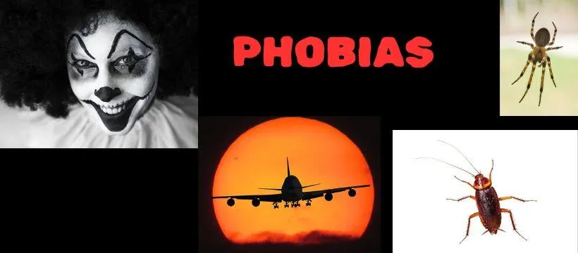 Hypnotic Shift image of fears: plane, roaches, clowns, phobias